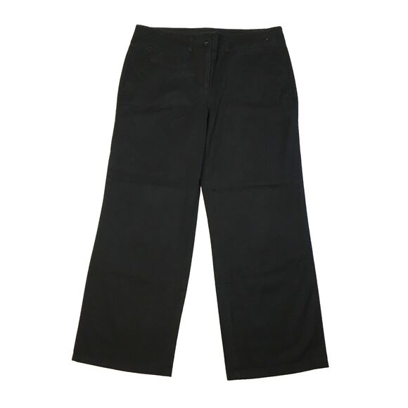 Talbots Womens 6 Signature Slim Straight Leg Ankle Pants Black Cotton Stretch - Picture 2 of 14
